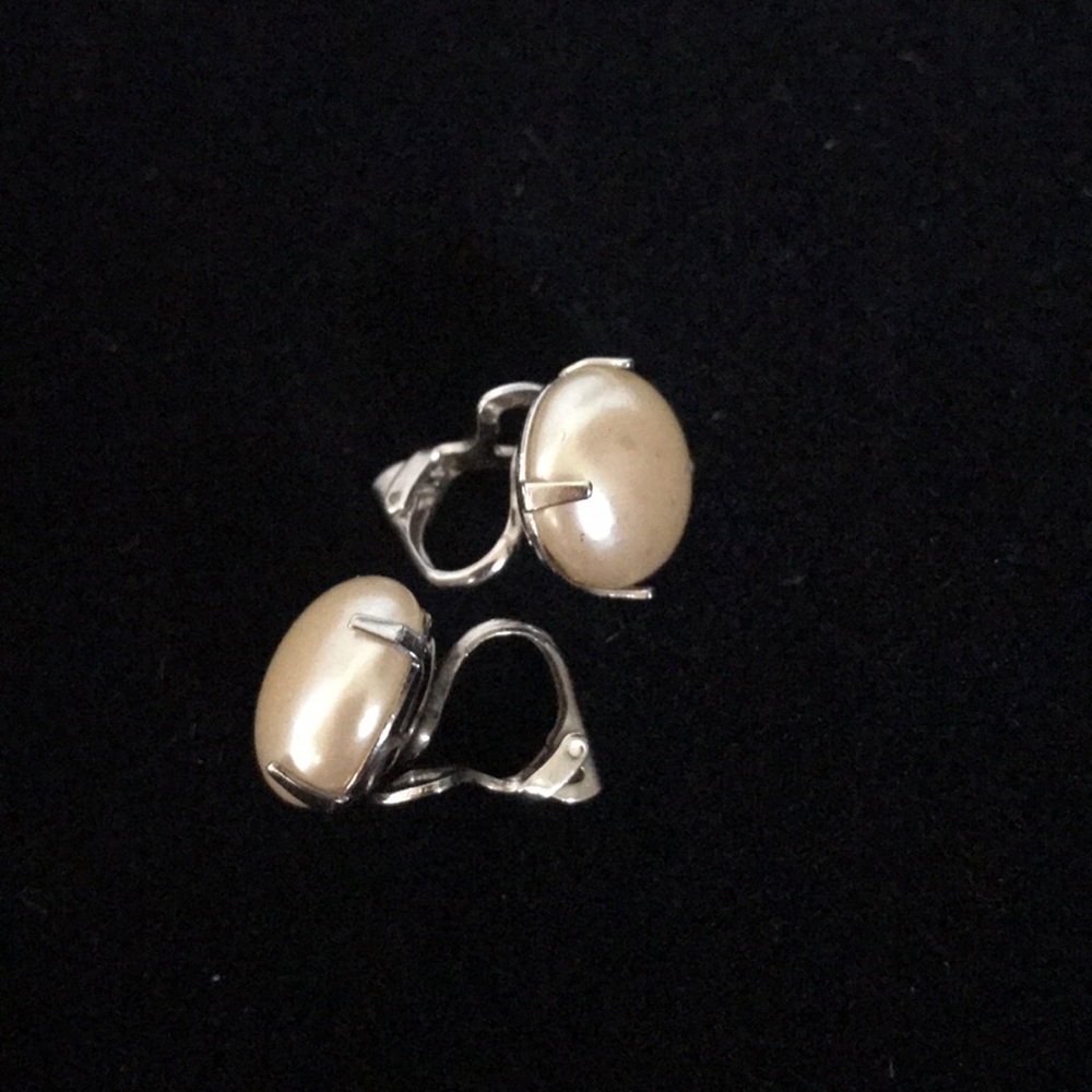 Vintage Patented Pearl Clip Earrings